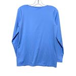 Susan Graver  Blue Blouse Shirt Jewel Detail Neck Cut Out Stretch Womens XS Photo 3