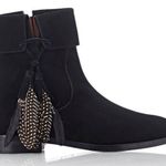 Aquazzura Coachella feathered black suede flat ankle boots size IT 35 US 5 Photo 0