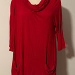 New Direction New Directions Red Cowl Neck Tunic Top  Photo 0