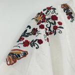 ZARA  Womens Boho Festival Floral Butterfly Embroidered Blouse Top Size XS White Photo 3