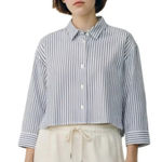 Everlane NEW  Woven PJ Top Blue Stripe Button Down Shirt Cotton Sz XXS Photo 0