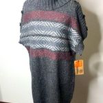 Ruff Hewn NWT women’s grey/red/white cowl neck sweater size Large Photo 0