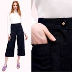 Kate Spade • Cuffed Denim Pant jeans wide leg cropped high waist Dark Peacock Photo 1