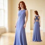 DKNY  Cross Back Scuba Crepe Gown 2 New Periwinkle Blue Formal Dress Black Tie Photo 16