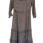 Anthropologie  Kira Off the Shoulder Peasant Midi Dress Floral Metallic Sz 4 Photo 5