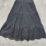 J.Crew Women’s Tiered Knit Midi Dress Sleeveless With Eyelet Trim in Black XS Photo 4