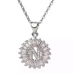 Silver Initial Crystal Pendant Necklace A Photo 1