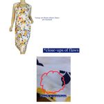 J. PETERMAN WHITE, YELLOW & BLUE FLORAL PATTERN COTTON SHEATH DRESS (12) Photo 8