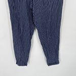 Old Navy  Linen Blend Striped Cropped Pants Womens Size L Tall Blue White Photo 5