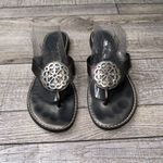 Brighton  Alice Thong Sandals, Leather Bronze  Ornate Silver Buckle Photo 1