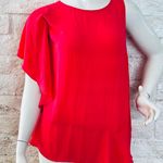 Sejour Dark Peach Silky Top sin mangas, lado con volantes, talla 18W Plus Photo 1