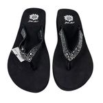 Yellow Box  Rhinestone Flip Flop Sandal 9 Black Leather Upper New Photo 9