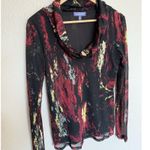 Vivienne Tam  Mesh Cowl Neck Long Sleeve Top Medium Abstract Art To Wear Photo 2
