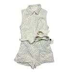 Lulus NWT  Women's Corbett Beige Gauzy Collared Belted Sleeveless Romper Size S Photo 2