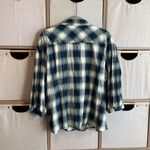 Foxcroft  3/4 sleeve puff sleeve plaid button down Photo 3