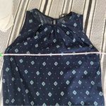 Fun 2 Fun Sleeveless Picnic Print Navy Blue Blouse Medium Coastal Cowgirl Boho Photo 6