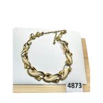 Trifari signed gold and creme colored leaf linked statement necklace Photo 4