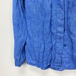 Nic+Zoe  Women’s Petite Large Linen Blue 3/4 Button Down Top Blouse Breathable Photo 4