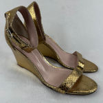 Kate Spade  New York Gold Leather Snake‎ Print D'orsay Pumps Wedge Sandals Sz 7 Photo 0