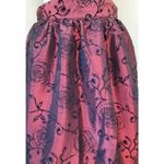 Modcloth Deep Red Satin Black Velvet Roses Flared Pleated Midi Skirt Whimsigoth Photo 1