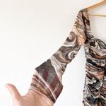 ZARA  Marble Print Bustier Long Sleeve Mini Dress in Green Multi Photo 3