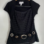 Joseph Ribkoff Y2K  Ruffle Belted Shrug Top Shirt Blouse‎ Size 8 Stretch Photo 0