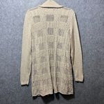 Aventura Open Knit Cardigan Sweater L Taupe Textured Longline Duster Boho Tan Size undefined Photo 4