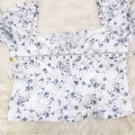 Gianni Bini  White Blue Floral Milkmaid Blouse‎ Top Crop Long Sleeve Size 12 New Photo 9