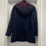 Vintage Mackintosh Wool Coat Navy & Burgundy Hooded Jacket 12P Dillard’s Blue Size 12 Photo 2