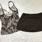 Jantzen Paisley Tankini Top Skirted Bottoms Womens 10 Brown White Two Piece Photo 5