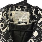 Erin London Double Breasted Geometric Print Belted Pea Coat Jacket Womens Medium Black Photo 12