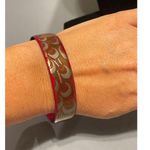 Vintage Italian Bangle Bracelet by Laurana Red & Gold Peacock Photo 0