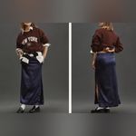 Anthropologie $128 Purple Sateen Satin Trouser Maxi Skirt Slit NEW Size 4 Photo 1