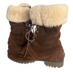 LAUREN RALPH LAUREN Zabby Brown Suede Boots Cream Shearling Womens Size 10 B Photo 1