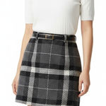 H&M Plaid Mini Skirt Womens 4 Black Gray Preppy Schoolgirl A-Line Classic Fall Photo 0