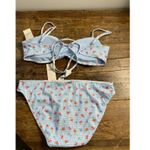 Hollister  blue Gingham strawberry 2pc bikini swimsuit NWT size medium Photo 2