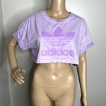 Adidas  Purple Logo Cropped Short Sleeve Tee Photo 0