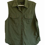 Banana Republic  100% Cotton Utility Vest Sleeveless Top Size XL Olive Green Photo 0