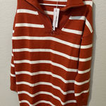 Merokeety NWT Rust & White Striped Sweater Dress Cozy Fall & Winter | Size Small Photo 0
