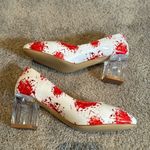 Reindee Lusion White Red Splatter Transparent Block Mid Heel RoundToe Size 5 NEW Photo 3