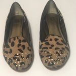 Anne Klein Suede Leopard Gold Trim Flats Photo 1
