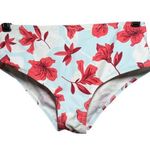 Cupshe Bikini Bottom High Waist Floral Baby Blue Red Small Photo 0