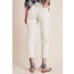 Anthropologie  Cream White Cropped Cargo Pants Tie Waist Womens Size 29 Photo 2