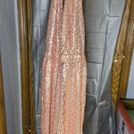 Sparkling Rose Gold Sequin Halter Jumpsuit Pink Size M Photo 0