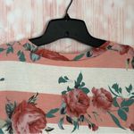 Vanilla Bay  Pink Floral White Striped French
Terry Knee Length Dress Photo 9