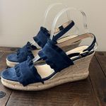 Jack Rogers Wedge Espadrille Navy Blue Ruffle Double Strap Size 8.5 Photo 5