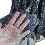 St Gillian Sportswear Vintage Drop Waist Maxi Skirt 6 Navy & Gold Sheer Fabric Blue Photo 3