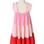 Entro  Tiered Babydoll Mini Dress Size Small Red Pink Photo 6