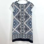 Tiana B navy aqua blue and white cap sleeve sheath dress size 4 Photo 2