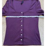 American Giant Women's Luxe Rib Square Neck Cardigan Purple Photo 7